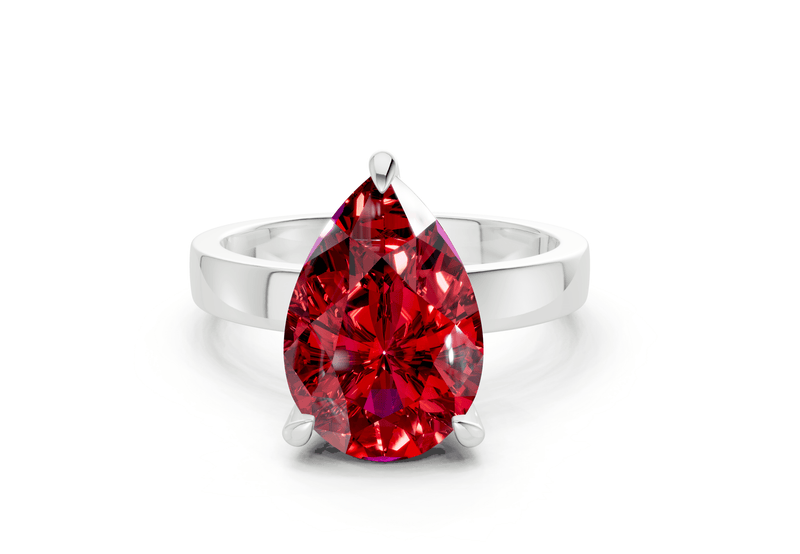 Aspen Ruby Gemstone Solitaire Pear Cut 3mm Engagement Ring - Ring Premier