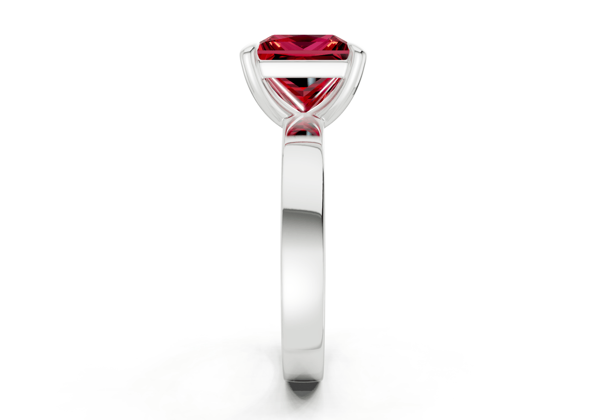 Aspen Ruby Gemstone Solitaire Princess Cut 3mm Engagement Ring