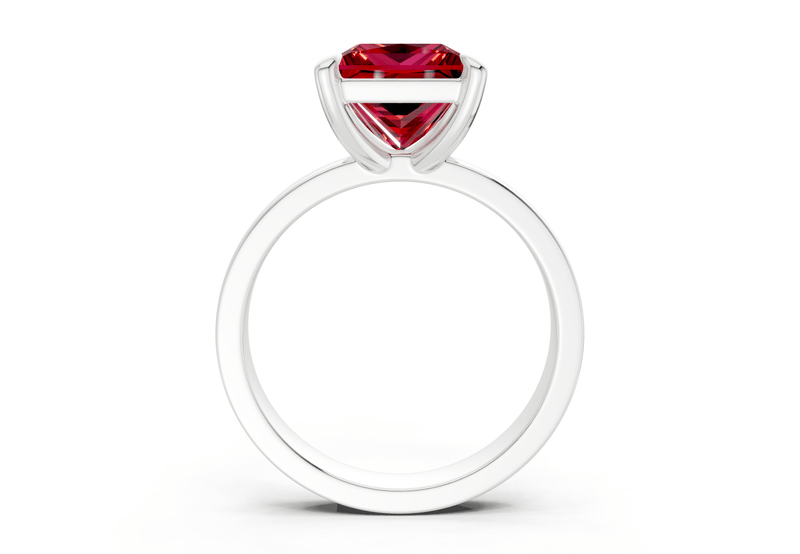 Aspen Ruby Gemstone Solitaire Princess Cut 3mm Engagement Ring - Ring Premier