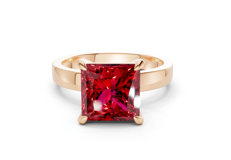Aspen Ruby Gemstone Solitaire Princess Cut 3mm Engagement Ring - Ring Premier