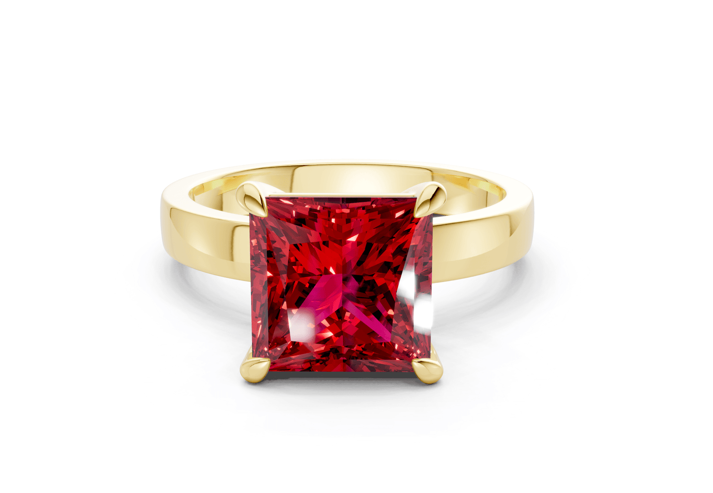 Aspen Ruby Gemstone Solitaire Princess Cut 3mm Engagement Ring - Ring Premier