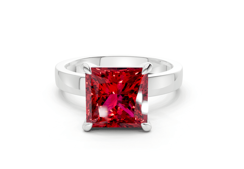 Aspen Ruby Gemstone Solitaire Princess Cut 3mm Engagement Ring - Ring Premier