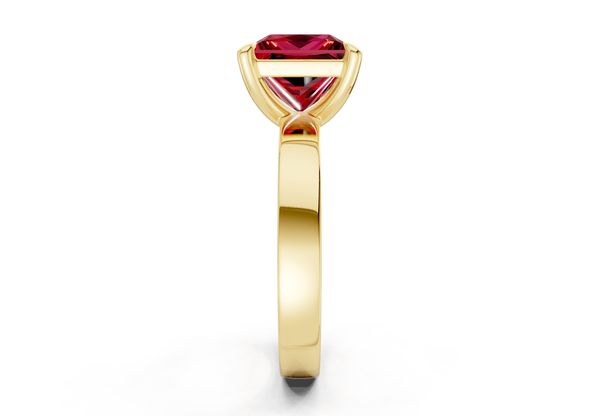 Aspen Ruby Gemstone Solitaire Princess Cut 3mm Engagement Ring
