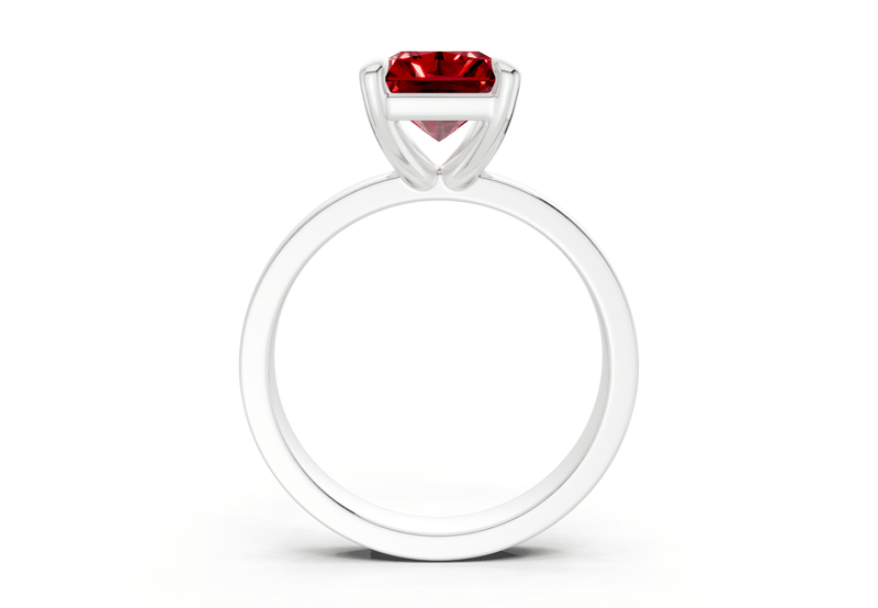 Aspen Ruby Gemstone Solitaire Radiant Cut 3mm Engagement Ring - Ring Premier