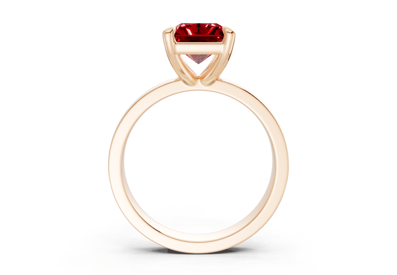 Aspen Ruby Gemstone Solitaire Radiant Cut 3mm Engagement Ring - Ring Premier