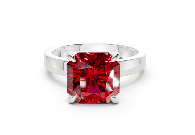 Aspen Ruby Gemstone Solitaire Radiant Squareuare Cut 3mm Engagement Ring - Ring Premier