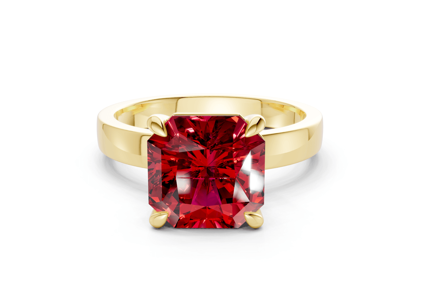 Aspen Ruby Gemstone Solitaire Radiant Squareuare Cut 3mm Engagement Ring - Ring Premier