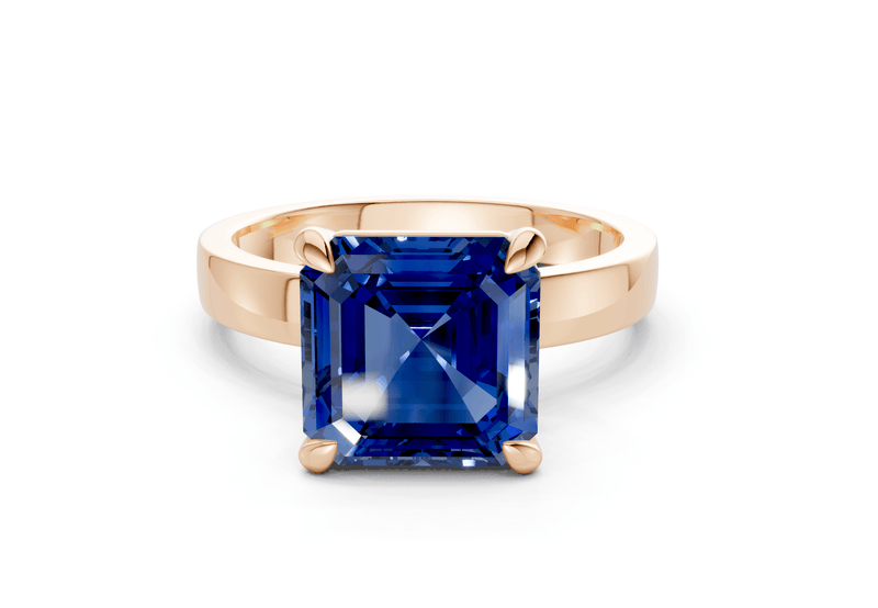 Aspen Sapphire Gemstone Solitaire Asscher Cut 3mm Engagement Ring - Ring Premier