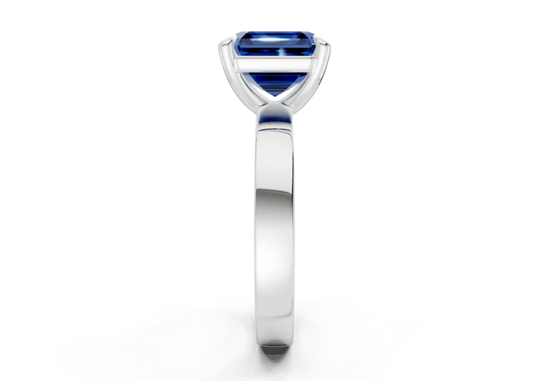 Aspen Sapphire Gemstone Solitaire Asscher Cut 3mm Engagement Ring - Ring Premier