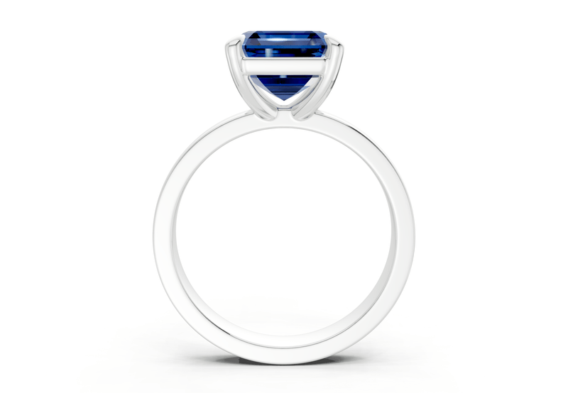 Aspen Sapphire Gemstone Solitaire Asscher Cut 3mm Engagement Ring - Ring Premier