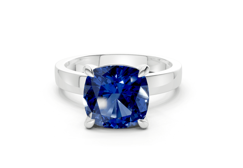 Aspen Sapphire Gemstone Solitaire Cushion Squareuare Cut 3mm Engagement Ring - Ring Premier