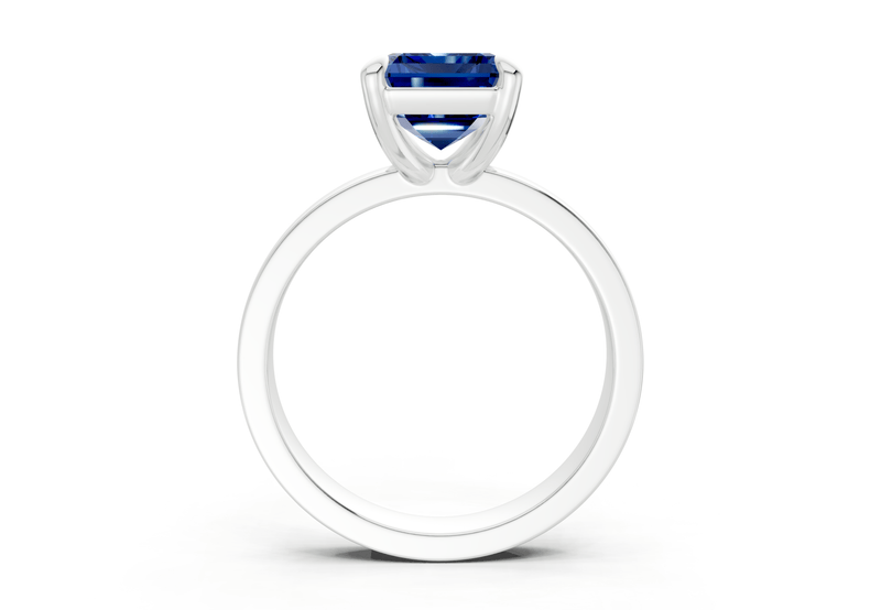 Aspen Sapphire Gemstone Solitaire Emerald Cut 3mm Engagement Ring - Ring Premier