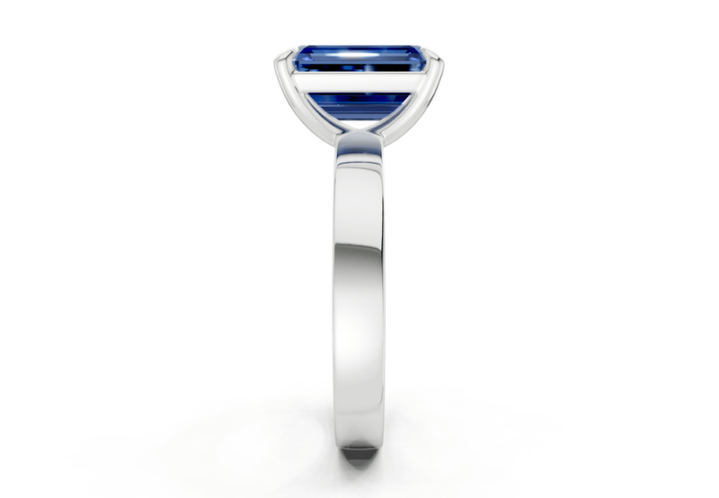Aspen Sapphire Gemstone Solitaire Emerald Cut 3mm Engagement Ring - Ring Premier