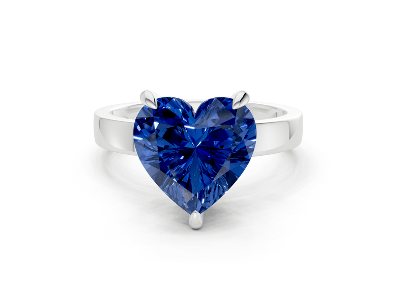 Aspen Sapphire Gemstone Solitaire Heart Cut 3mm Engagement Ring - Ring Premier