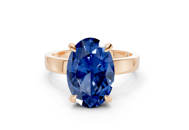 Aspen Sapphire Gemstone Solitaire Oval Cut 3mm Engagement Ring - Ring Premier