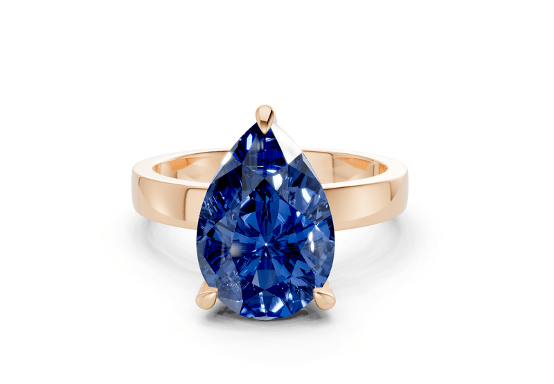 Aspen Sapphire Gemstone Solitaire Pear Cut 3mm Engagement Ring - Ring Premier