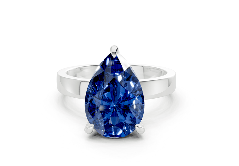 Aspen Sapphire Gemstone Solitaire Pear Cut 3mm Engagement Ring - Ring Premier