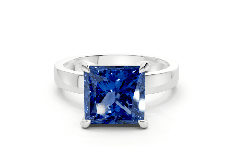 Aspen Sapphire Gemstone Solitaire Princess Cut 3mm Engagement Ring - Ring Premier