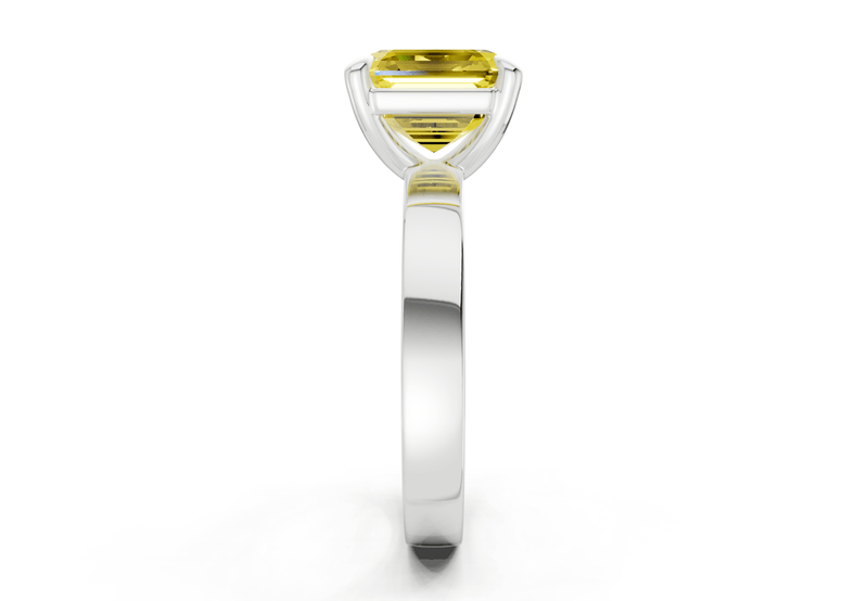 Aspen Yellow Diamond Solitaire Asscher Cut 3mm Engagement Ring - Ring Premier