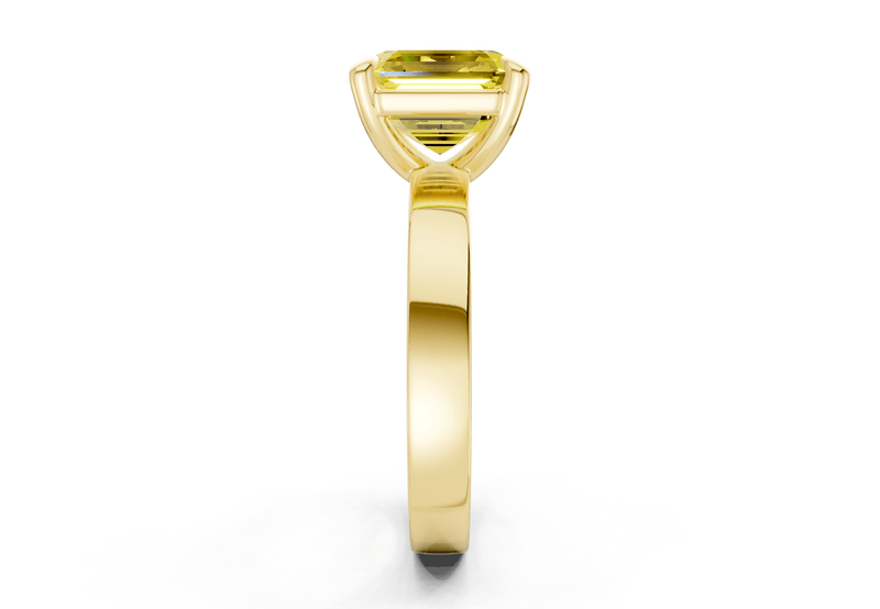 Aspen Yellow Diamond Solitaire Asscher Cut 3mm Engagement Ring - Ring Premier