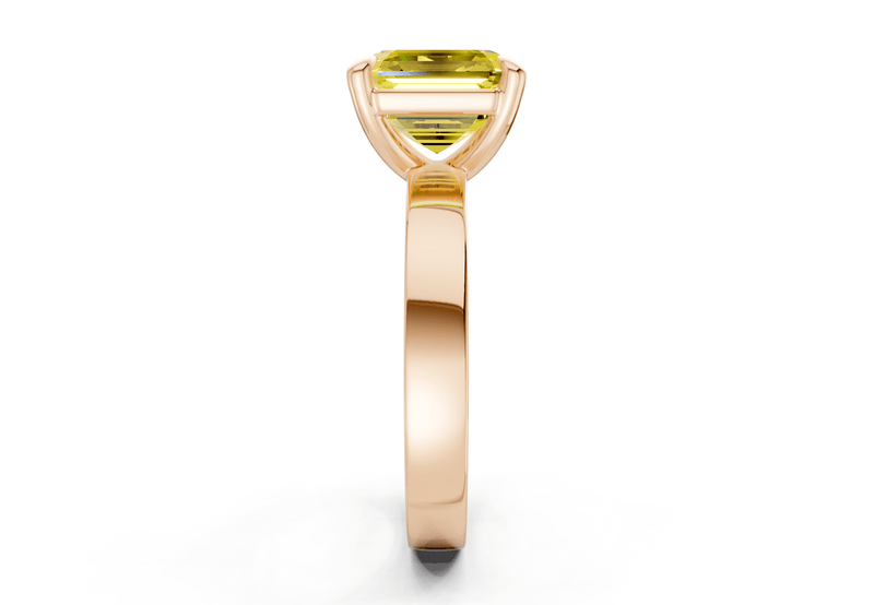 Aspen Yellow Diamond Solitaire Asscher Cut 3mm Engagement Ring - Ring Premier