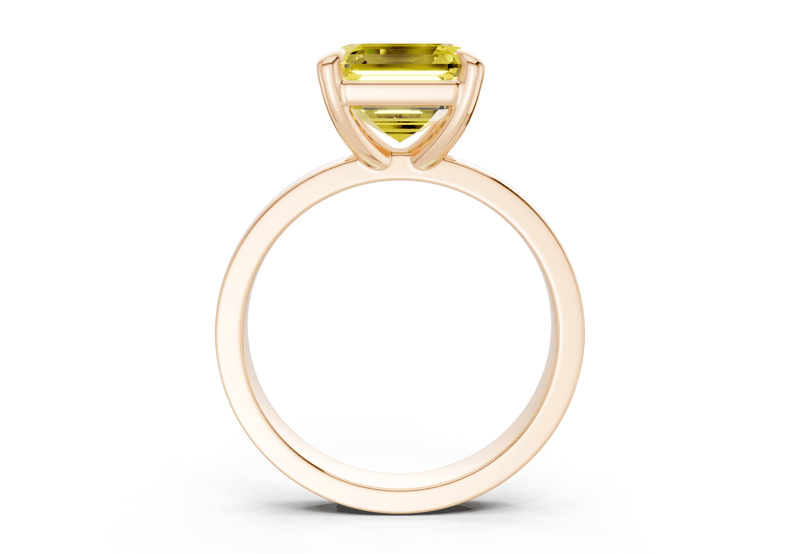 Aspen Yellow Diamond Solitaire Asscher Cut 3mm Engagement Ring - Ring Premier