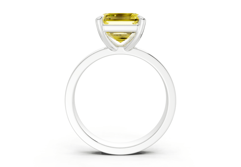 Aspen Yellow Diamond Solitaire Asscher Cut 3mm Engagement Ring - Ring Premier