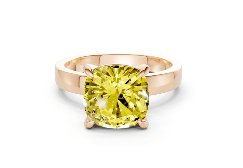 Aspen Yellow Diamond Solitaire Cushion Squareuare Cut 3mm Engagement Ring - Ring Premier