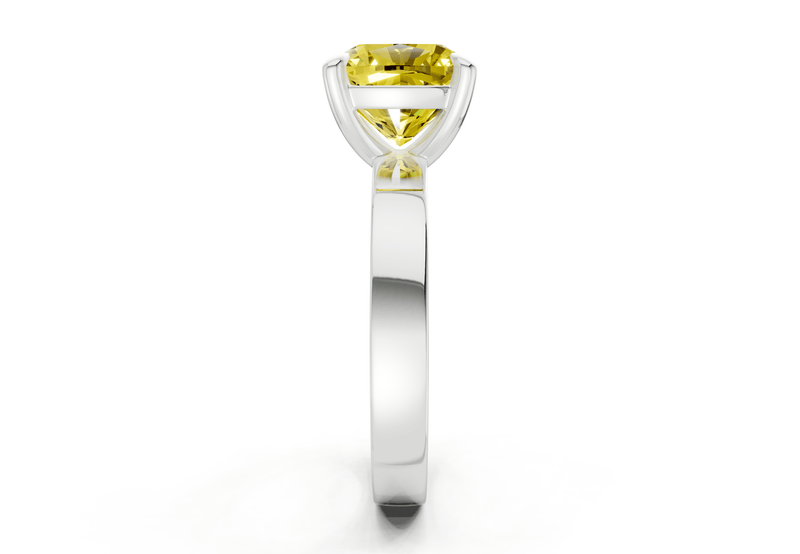 Aspen Yellow Diamond Solitaire Cushion Squareuare Cut 3mm Engagement Ring - Ring Premier