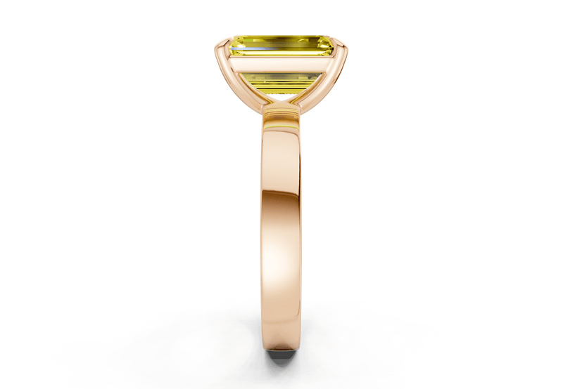 Aspen Yellow Diamond Solitaire Emerald Cut 3mm Engagement Ring - Ring Premier