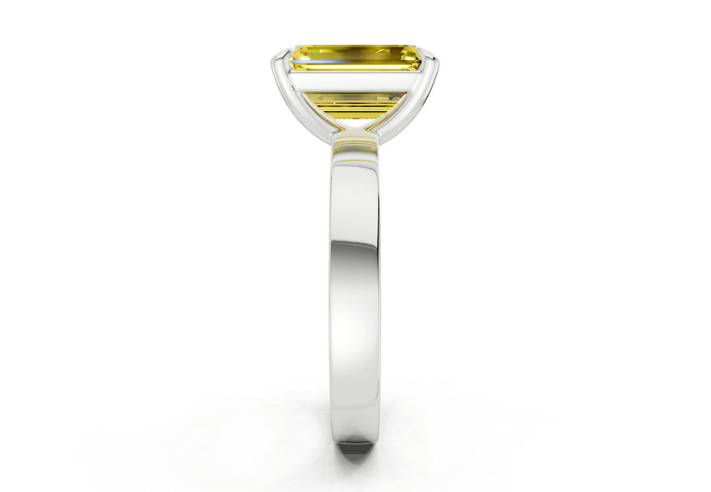 Aspen Yellow Diamond Solitaire Emerald Cut 3mm Engagement Ring
