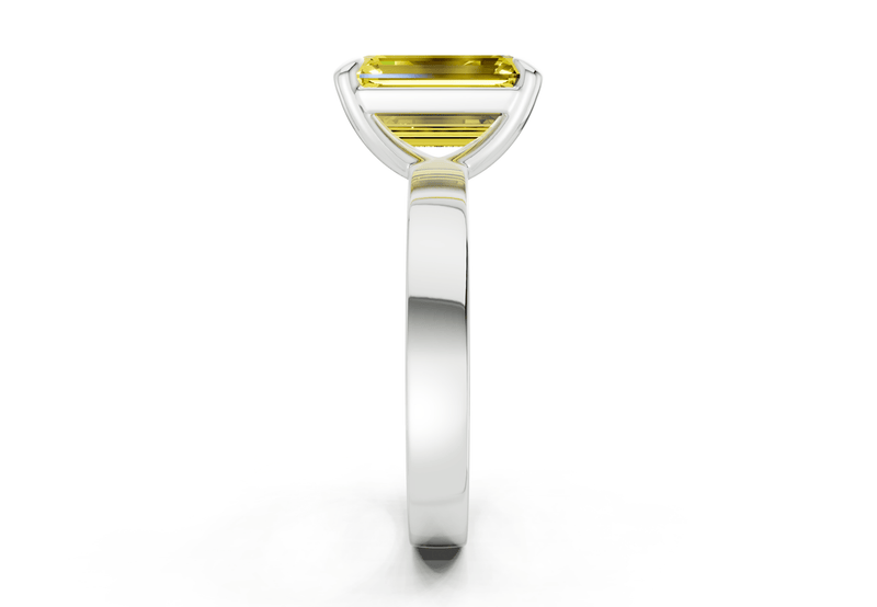 Aspen Yellow Diamond Solitaire Emerald Cut 3mm Engagement Ring - Ring Premier