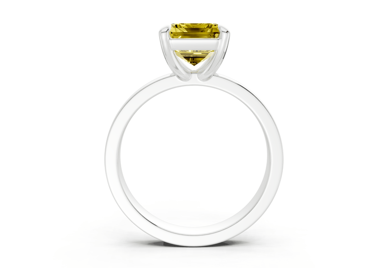 Aspen Yellow Diamond Solitaire Emerald Cut 3mm Engagement Ring - Ring Premier
