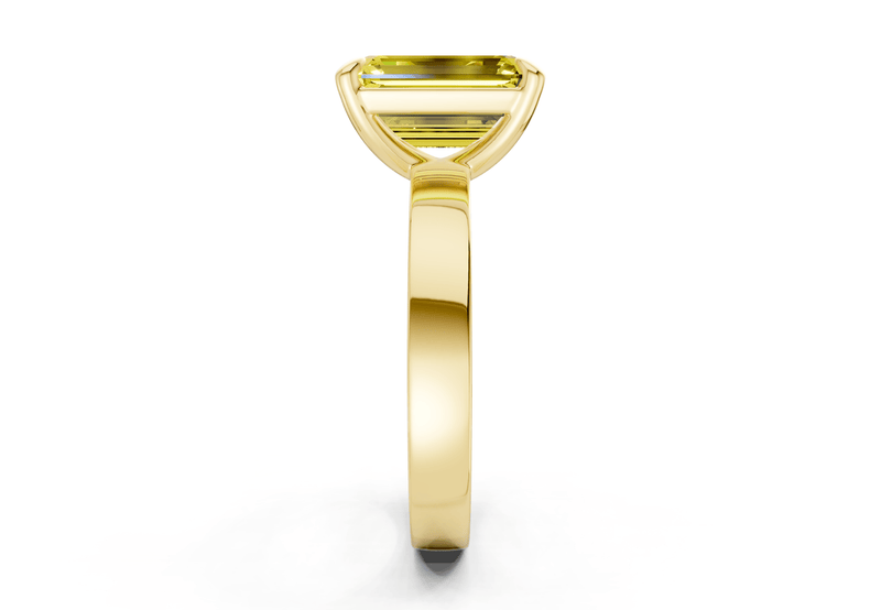 Aspen Yellow Diamond Solitaire Emerald Cut 3mm Engagement Ring - Ring Premier