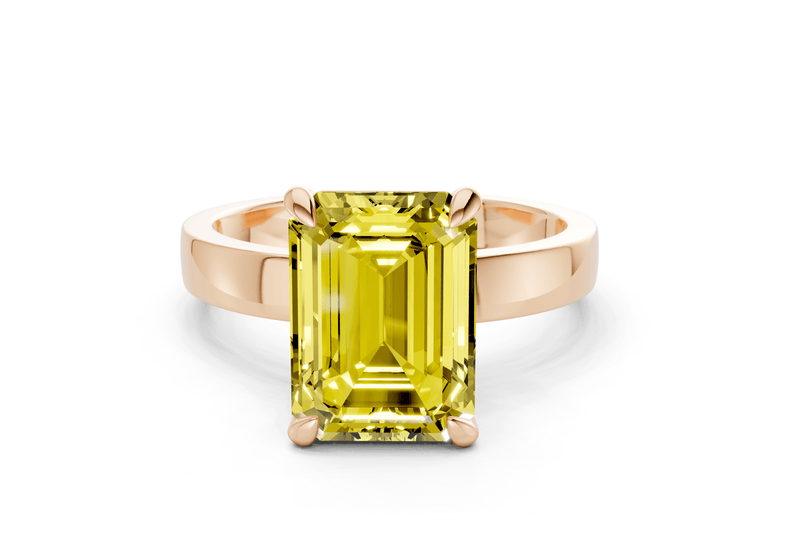Aspen Yellow Diamond Solitaire Emerald Cut 3mm Engagement Ring - Ring Premier