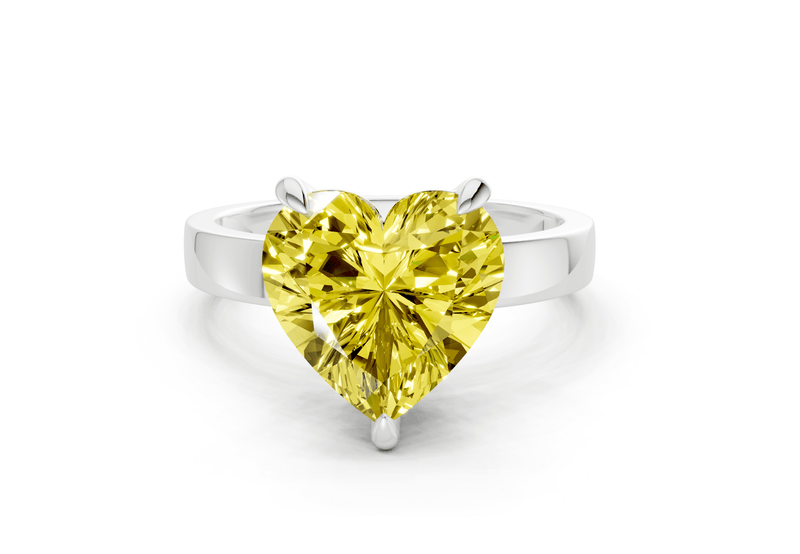 Aspen Yellow Diamond Solitaire Heart Cut 3mm Engagement Ring - Ring Premier