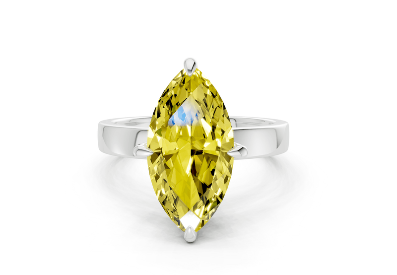 Aspen Yellow Diamond Solitaire Marquise Cut 3mm Engagement Ring - Ring Premier