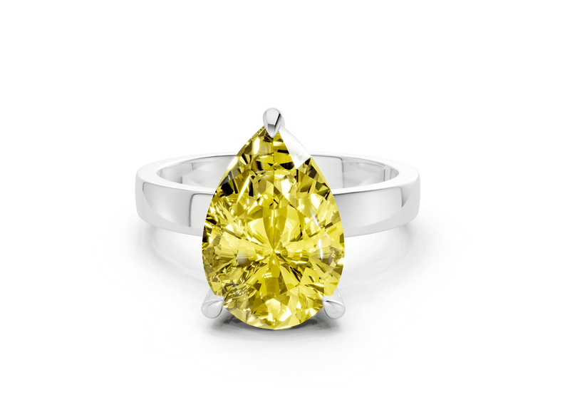 Aspen Yellow Diamond Solitaire Pear Cut 3mm Engagement Ring - Ring Premier