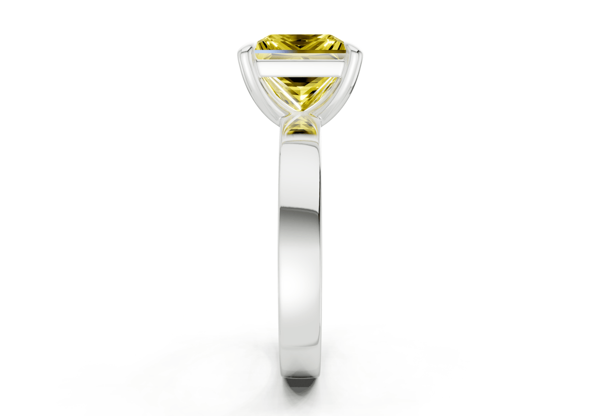 Aspen Yellow Diamond Solitaire Princess Cut 3mm Engagement Ring