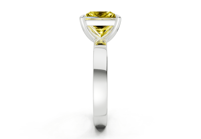 Aspen Yellow Diamond Solitaire Princess Cut 3mm Engagement Ring - Ring Premier