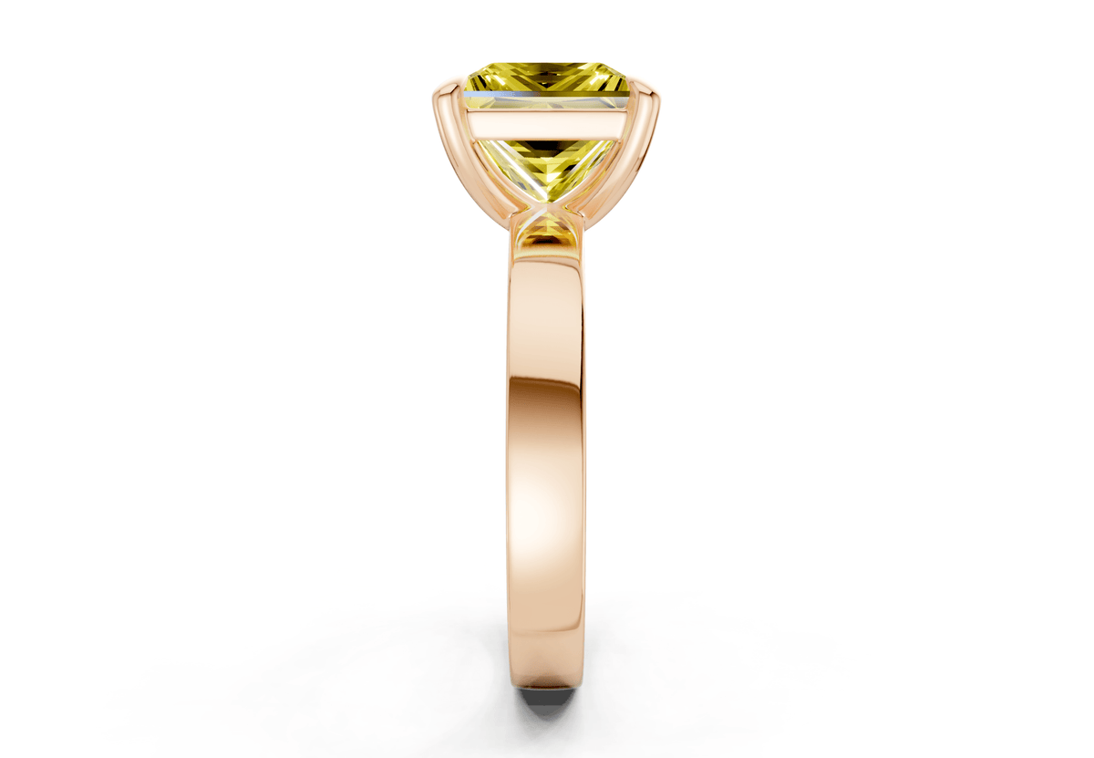Aspen Yellow Diamond Solitaire Princess Cut 3mm Engagement Ring