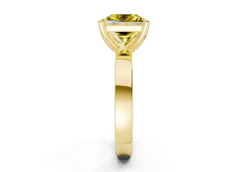 Aspen Yellow Diamond Solitaire Princess Cut 3mm Engagement Ring - Ring Premier
