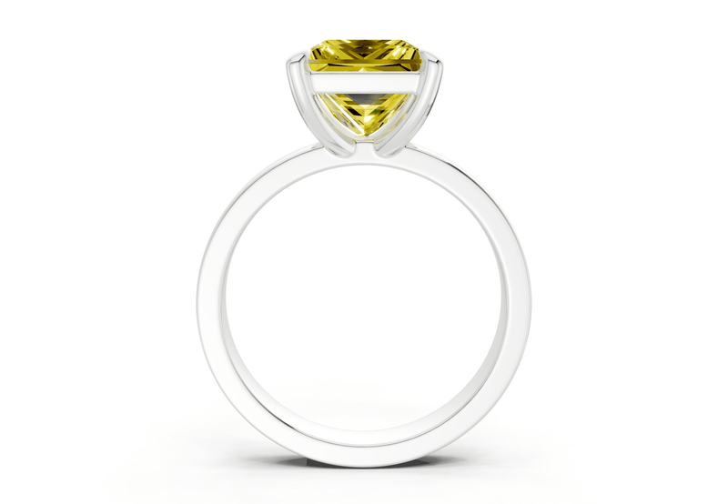 Aspen Yellow Diamond Solitaire Princess Cut 3mm Engagement Ring - Ring Premier