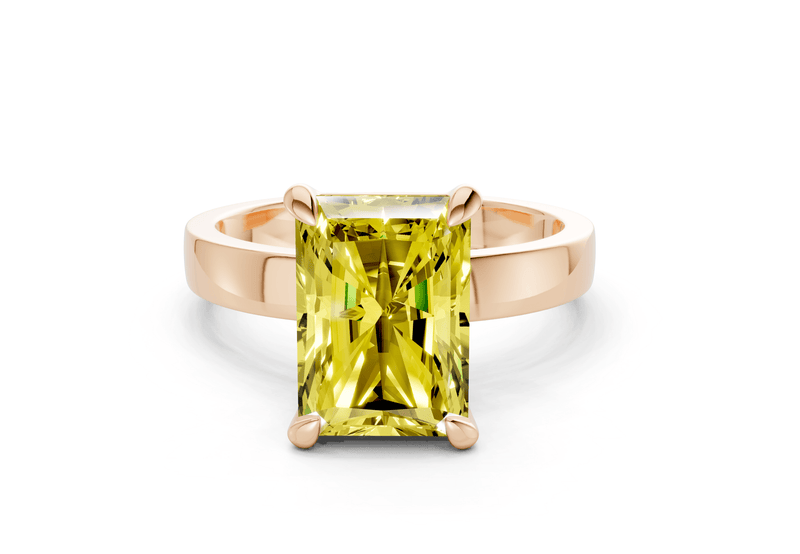 Aspen Yellow Diamond Solitaire Radiant Cut 3mm Engagement Ring - Ring Premier