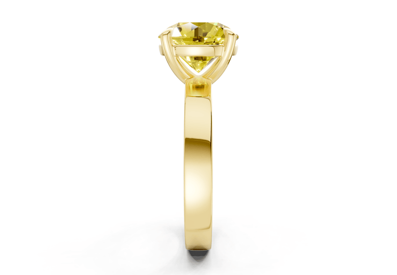Aspen Yellow Diamond Solitaire Round Cut 3mm Engagement Ring - Ring Premier