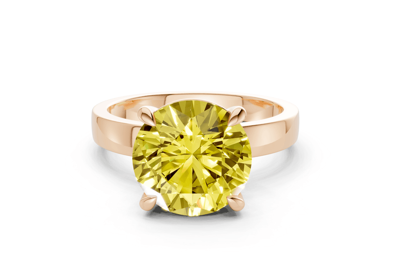 Aspen Yellow Diamond Solitaire Round Cut 3mm Engagement Ring - Ring Premier