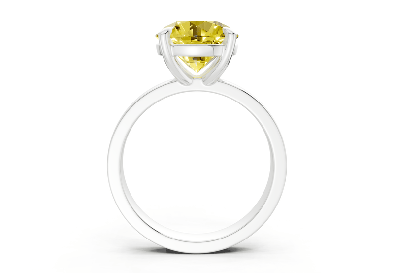 Aspen Yellow Diamond Solitaire Round Cut 3mm Engagement Ring - Ring Premier