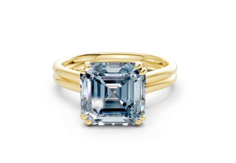 Audrey Blue Diamond Solitaire Asscher Cut 3.1mm Engagement Ring