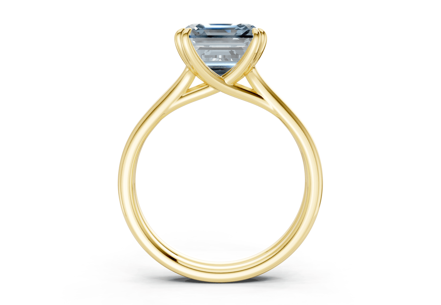 Audrey Blue Diamond Solitaire Asscher Cut 3.1mm Engagement Ring - Ring Premier