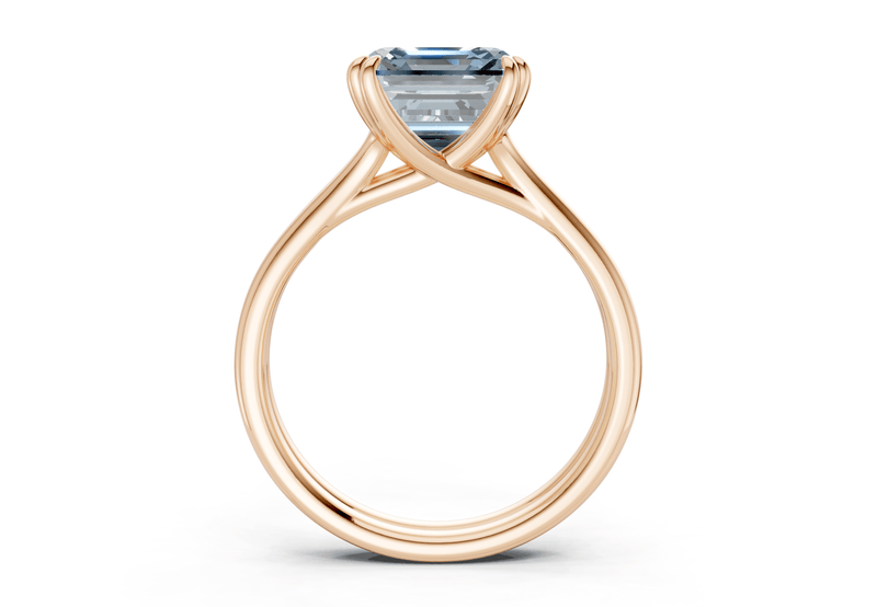 Audrey Blue Diamond Solitaire Asscher Cut 3.1mm Engagement Ring - Ring Premier
